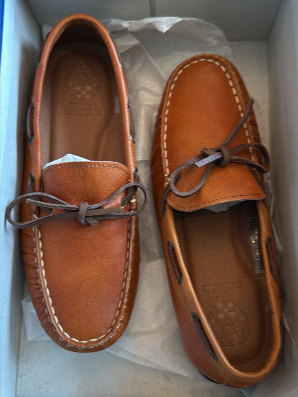 Boys Vince Camuto Leather Moccasins - Tan Brown